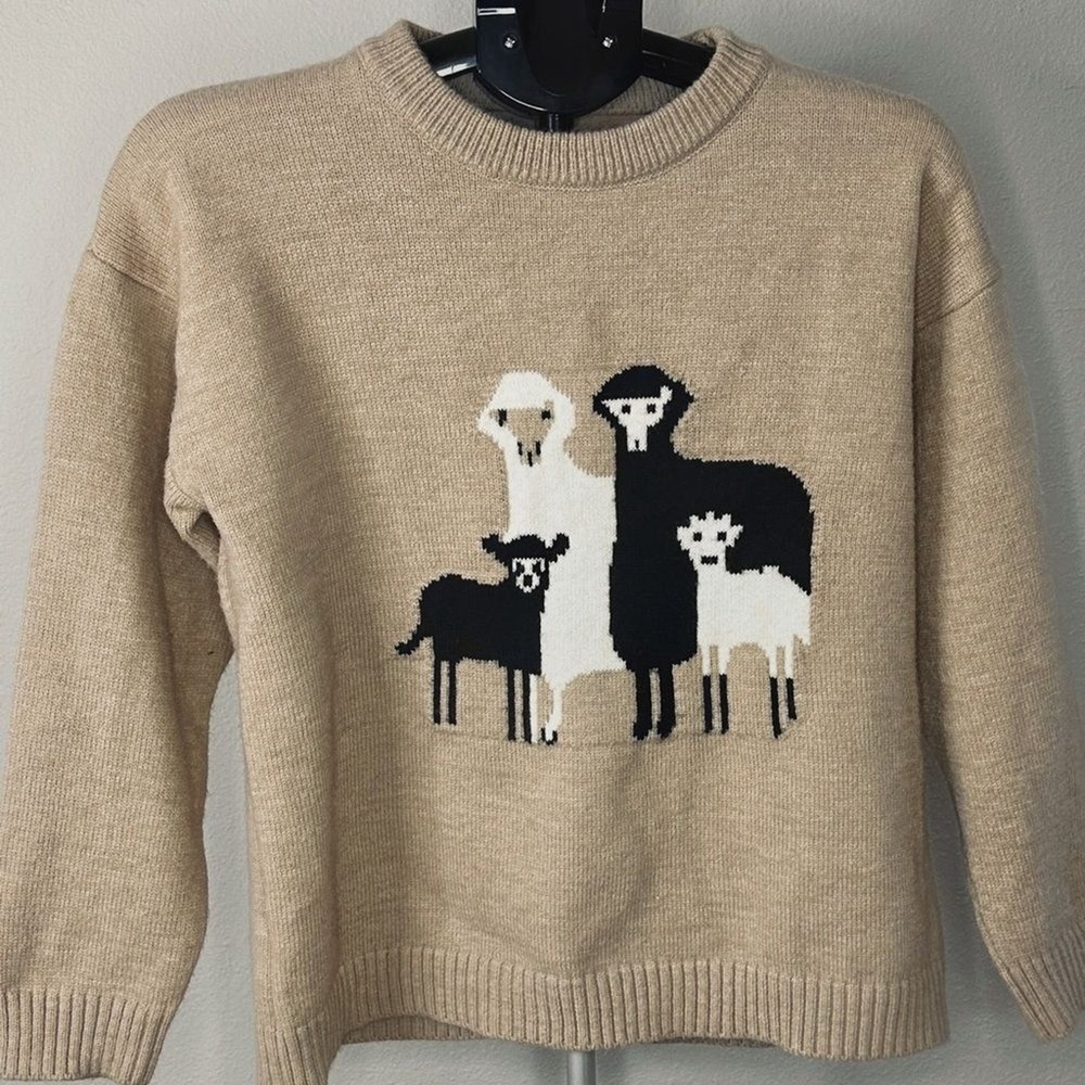 Cottagecore alpaca Knit Sweater‎ Women's Medium Wool Blend Sweater